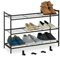 Relaxdays Metall Schuhregal, 3 Ebenen, erweiterbar, Flur Schuhgestell HBT