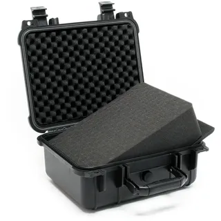 Wiltec Universalkoffer 35x29,5x15 cm schwarz, Schutzkoffer wasserdicht mit Druckausgleichsventil - anpassbaren Schaumstoffmatten