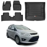 Omac Fußmatten & Kofferraumwanne Set für Ford Grand C-Max 2010-2019 Gummi 4x