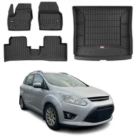 Omac Fußmatten & Kofferraumwanne Set für Ford Grand C-Max 2010-2019 Gummi 4x