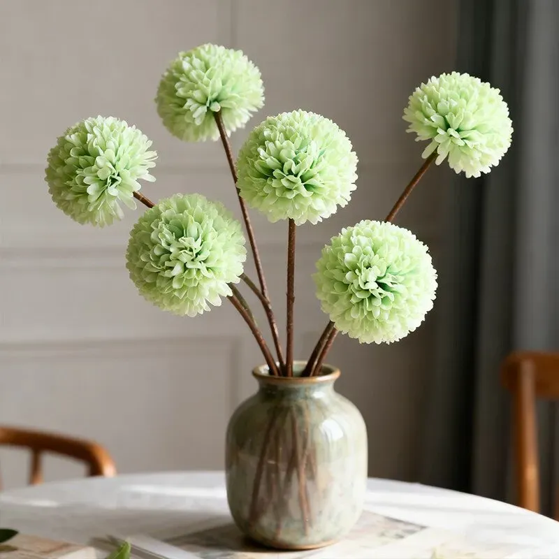 Wei's Moment 6 Stück künstliche Blumen Künstliche Hortensien Dekoration für Hochzeit Vase Grün