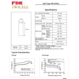 FDK (ehem. Sanyo) Sanyo HR-4/5AU NiMH Akku 2150mAh 4/5A, 43x17mm mit Lötfahne in Z-Form