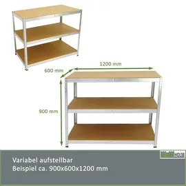 Trutzholm Schwerlastregal Stahl/MDF 180x120x60 cm silber 2er Set 875 kg Traglast