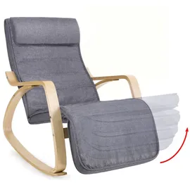 Songmics Schaukelstuhl grau mit verstellbarer Fußstütze 1 St. ergonomisch