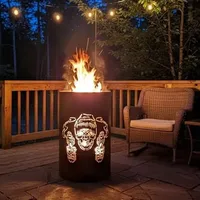 TiKo-Design Feuertonne - Lagerfeuertonne - Feuerkorb mit Skull Motiv – Verleihen Sie Ihrem Garten EIN besonderes Ambiente für unvergessliche Abende mit ihren Freunden