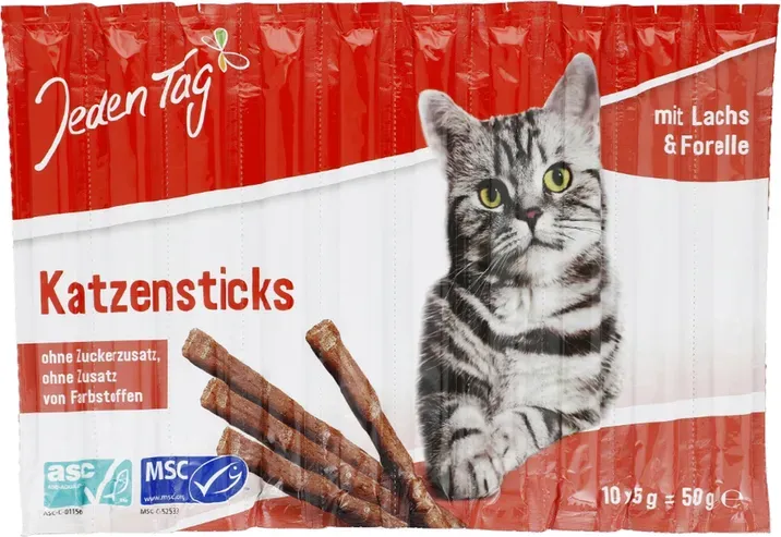 Tägliche Katzensticks mit Lachs & Forelle 10 x 5 g