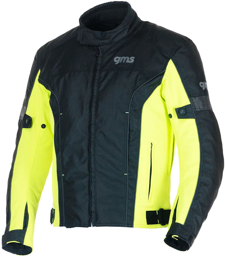 GMS Lagos wasserdichte Motorrad Textiljacke, schwarz-gelb, Größe 2XL für Männer