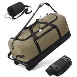 YHYEH 32''/80cm 110L Erweiterbare 140L Reisetasche mit 2 Inline-Rollen,Umwandelbare Große Wochenendtasche/Sporttasche mit Bungee-Cord-System