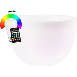 8 seasons design GmbH Blumenkübel beleuchtet Kunststoff 59 x 39 cm inkl. Fernbedienung weiß