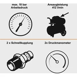 SCHEPPACH IX-AC120TZ 100L Kolbenkompressor 10 bar 3PS 412 l/min