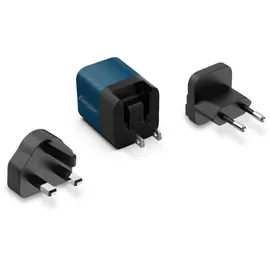 Energizer ENERGIZER, GaN 4A USB-C 20W Netzladegerät mit EU/UK/US Steckdosen, Schwarz / Blau - Bunt