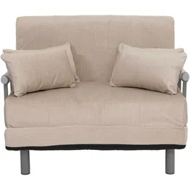 Mendler Schlafsessel HWC-K29, Klappsessel Schlafsofa Gästebett, Liegefläche 190x100cm, Stoff Chenille (370g/m2) ~ creme