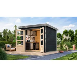 Gartenhaus KARIBU "Jupiter 3 C", anthrazit, graualuminium, ohne Fußboden, Holz, Stahl, Gartenhäuser, in verschiedenen Farben