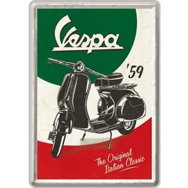 Nostalgic-Art Retro Blechpostkarte, 10 x 14 cm, Vespa – The Italian Classic – Geschenk-Idee für Roller-Fans, Original Lizenzprodukt (OLP), Postkarte aus Metall, Mini-Blechschild als Grußkarte
