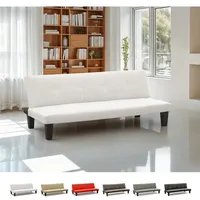 Günstiges Topazio 3-Sitzer Kunstleder Schlafsofa Klappsofa - Weiß