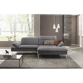 W.Schillig Eckcouch Leder 3-Sitzer Grau