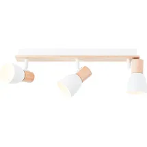 Brilliant Daintree Spotbalken 3flg weiß/natur, Metall/Holz, 3x D45, E14, 28 W