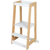 Roba Lernturm weiß holz Bambus, 54x88x43.5 cm, Babymöbel, Hochstühle
