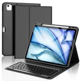 FOGARI iPad Air 13 Tastatur (M2) | iPad Pro 12.9 6./5./4./3. Gen Hülle mit Tastatur - Deutsches Tastatur Magnetische Bluetooth Abnehmbar für iPad Air 6 13 Zoll/iPad Pro 12.9 2018-2022, Schwarz