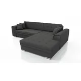 Fun Möbel Couchgarnitur SARRA Stoff schwarz mit Schlaffunktion Ottomane Rechts