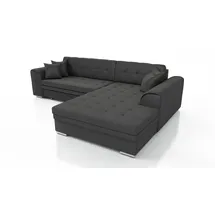 Fun Möbel Couchgarnitur SARRA Stoff schwarz mit Schlaffunktion Ottomane Rechts