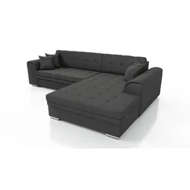 Fun Möbel Couchgarnitur SARRA Stoff schwarz mit Schlaffunktion Ottomane Rechts