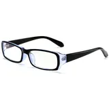 Lanomi Unisex Rechteck Lesebrille ohne Blaulichtfilter PC Brille Transparentblau Lesebrille 3.0 - Schmal Rechteck