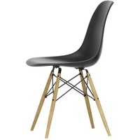 Vitra - Eames Plastic Side Chair DSW, Esche honigfarben / tiefschwarz (Filzgleiter weiß)