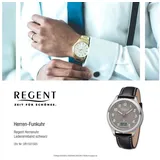 REGENT Herren Funkuhr Titan Analog-Digital mit Lederband 1501565