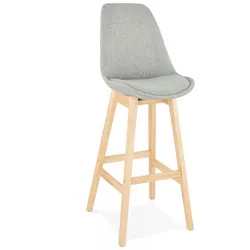 Barhocker mit Gepolstertem Sitz aus Holz und Textilien | Küchen Hocker mit Eichenholz Gestell | Skandinavischer Stil | Kadima Design