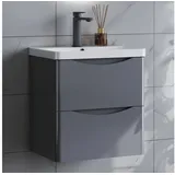duschspa Waschtisch Waschbecken mit Unterschrank Waschtischunterschrank Smiley, Badmöbel in Breite 50/60/80/90/100 cm grau 51 cm x 54 cm x 35 cm