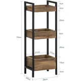 SoBuy Badregal Vintage Standregal Küchenregal mit 3 Ablagefächern Holz Metall Vintagebraun FRG226-F