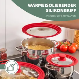 bremermann Universal-Glasdeckel mit Silikonrand, 30/32/34 cm, rot