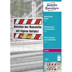 3487 Wetterfeste Folie, A4, beidseitig beschichtet, 100 Bogen