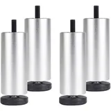 NURBAL Möbelfüße Verstellbar 4 Stück, Hochwertige Aluminium Möbelfüße, DIY rutschfest/Abriebfest Füße für möbel, für Tischfuß Couchfüße Bettfüße 20cm/7.87in Silber