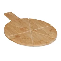Relaxdays Pizzabrett, Bambus, Ø 30 cm, Servierbrett für Käse,