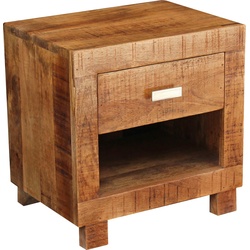 Nachtkommode HOME AFFAIRE "Titlis", beige (natur, braun), B:40cm H:40cm T:30cm, Massivholz, Metall, Sideboards