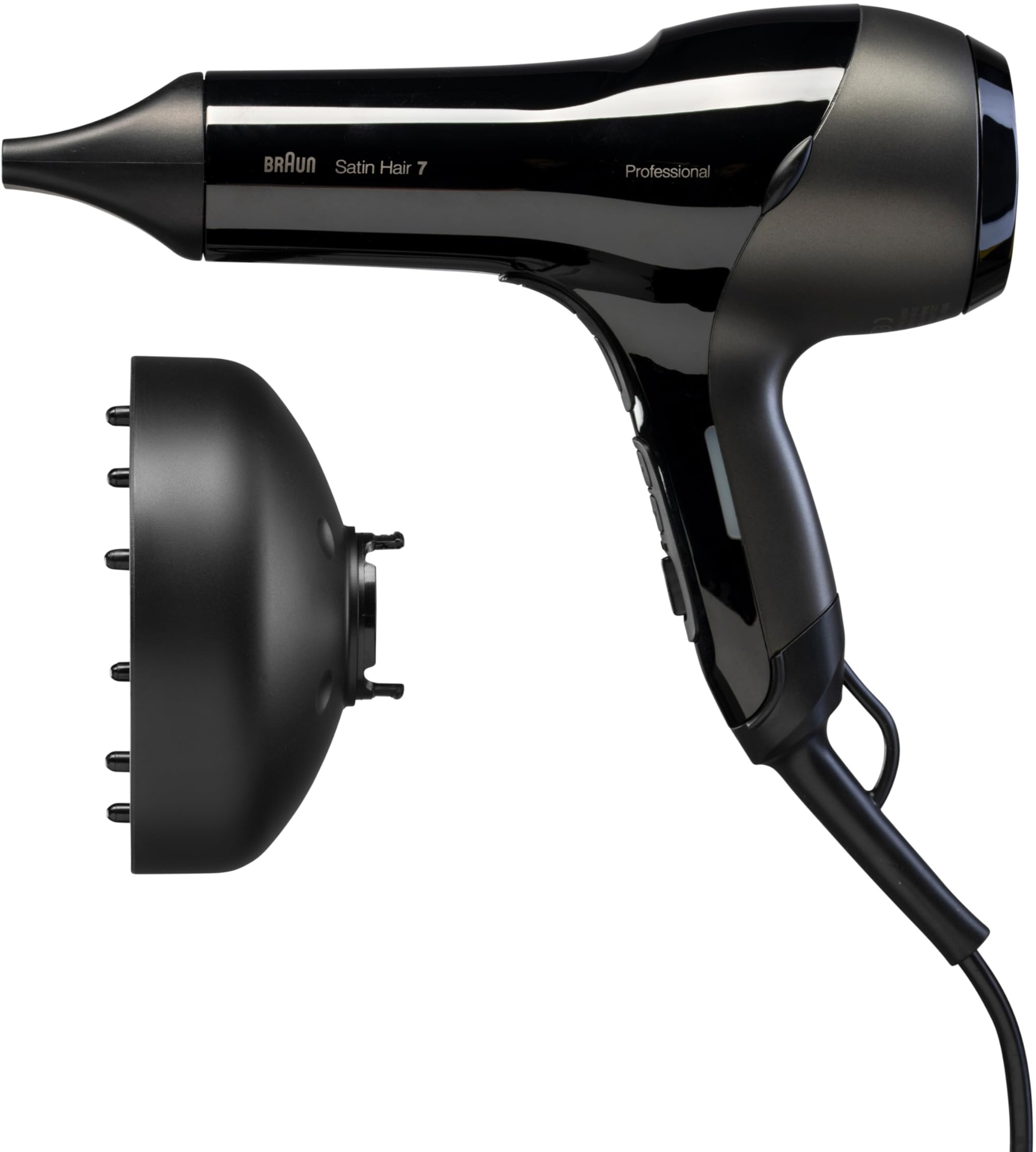 Braun Satin Hair 7 SensoDryer Haartrockner, professioneller Föhn mit Thermosensor, IonTec und Diffusor, HD785, schwarz