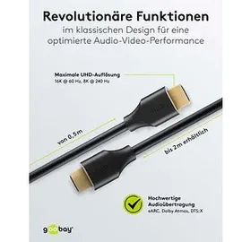 goobay Ultra96 HDMI Kabel HDMI auf HDMI 1 m Schwarz/Gold