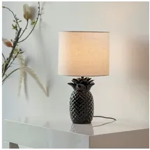 OTTO home Tischleuchte Torrik - Tischlampe im Ananas Design, Ein-/Ausschalter, ohne Leuchtmittel, Warmweiß, Leinenschirm, Ananas, Pineapple, E14 schwarz