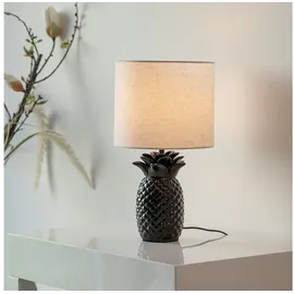 OTTO home Tischleuchte Torrik - Tischlampe im Ananas Design, Ein-/Ausschalter, ohne Leuchtmittel, Warmweiß, Leinenschirm, Ananas, Pineapple, E14 schwarz