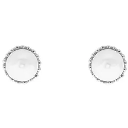LEAF - OHRSTECKER MIT PERLE - silber
