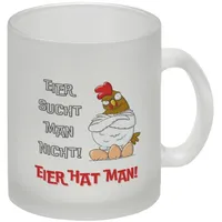 Speecheese Huhn Glas Tasse mit Spruch Eier sucht man