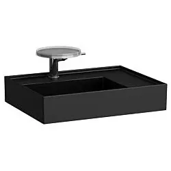 LAUFEN Kartell Waschtisch H8103347168151 60x46cm, Ablage rechts, ohne Überlauf, 2 Hahnlöcher, schwarz matt