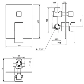 PaulGurkes Regendusche Duschsystem Duschset unterputz 30cm Kopfbrause