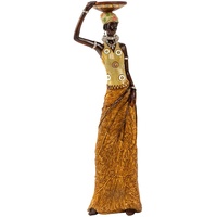 Moderne Skulptur Dekofigur Frau Afrikanerin Gold/braun Höhe 35 cm