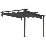 Outsunny Terrassendach Pergola ca. 3x3m Terrassendachung, Garten Pavillon aus Aluminium, Wandmontage, Gartenpavillon mit Verstellbares Dach, Sonnenschutz für
