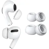 MMobiel 2 Paar Ersatz-Ohrstöpsel für AirPods Pro Gen 1 & 2 Anti-Rutsch Silikon Ohrstöpsel Spitzen mit Geräuschreduzierungsloch, Tragbare Aufbewahrungsbox und Passt in Ladehülle – 1xS, 1xM – Weiß