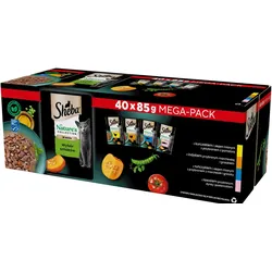 SHEBA Nature's Collection Flavour Selection 40x85 g - Komplettes Nassfutter für ausgewachsene Katzen, in Sauce