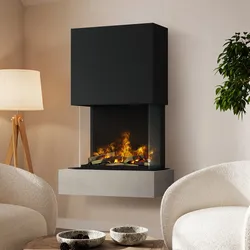 muenkel design Como [Elektrokamin Opti-myst]: Concrete (Betonoptik) - Haube schwarz-grau - Mit Heizung